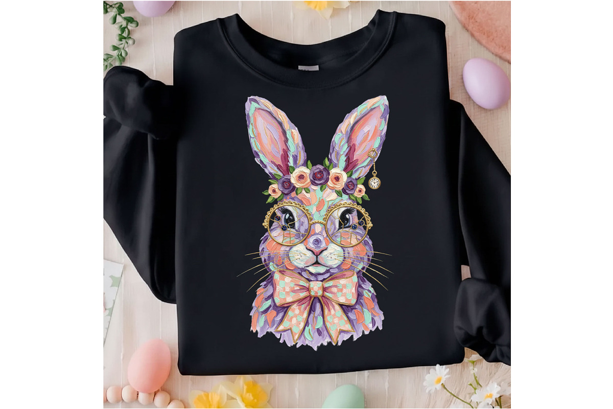 Floral Brushstroke Easter Bunny Png, an Illustration by Designking (Photo 1 of 6)