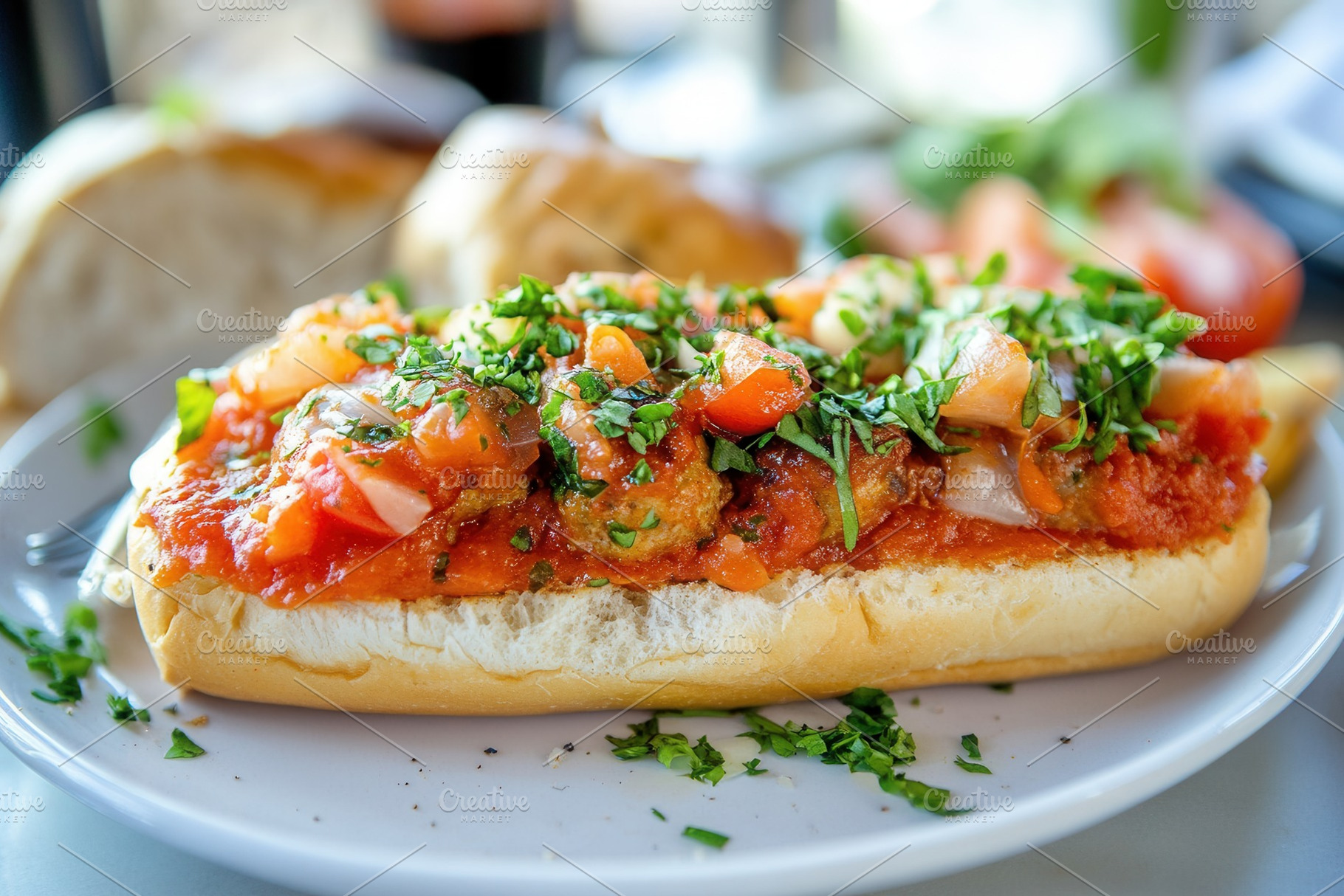 Homemade meatball submarine sandwich, a Photo by Pavel_design