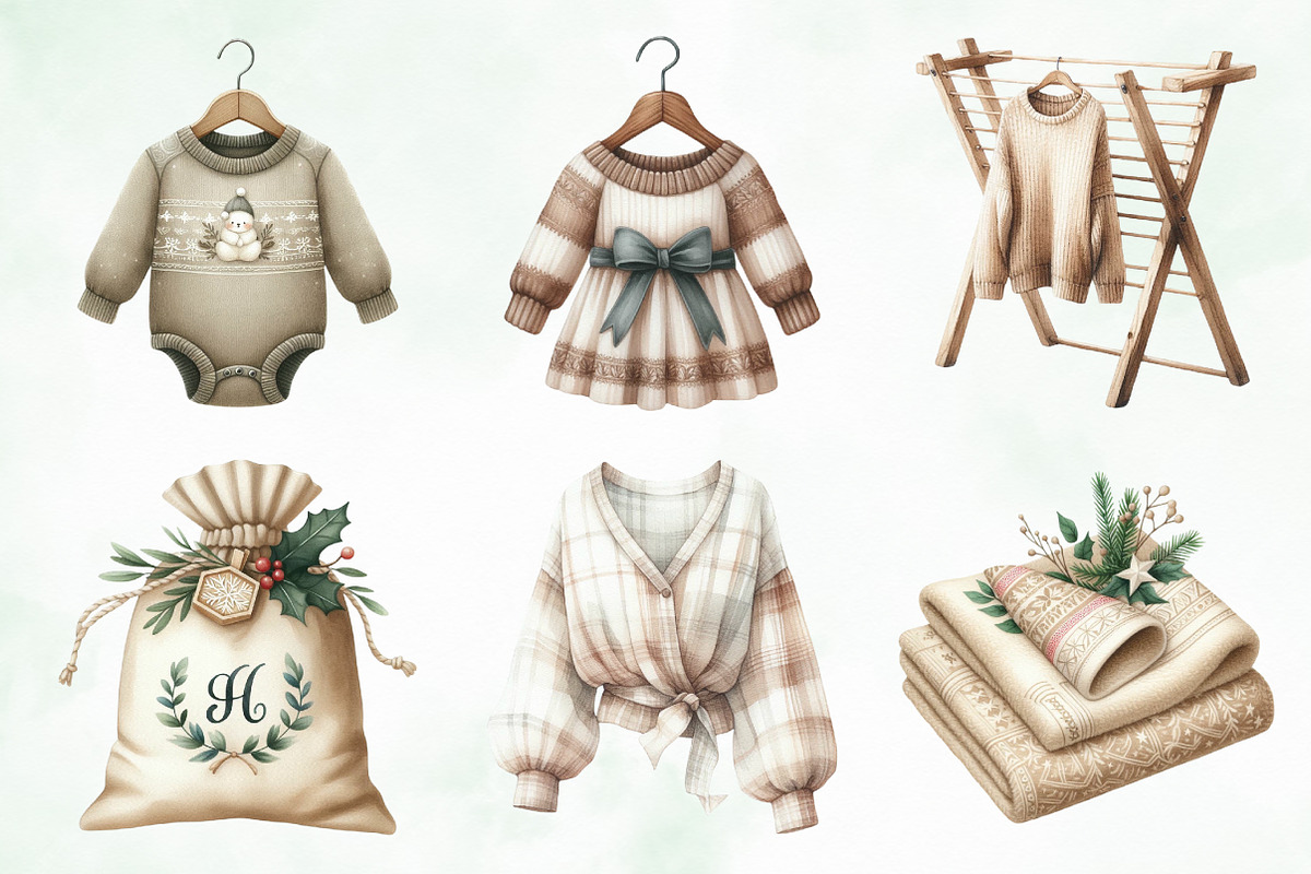 Neutral Christmas Laundry Clipart, an Illustration by Creative Art (Photo 5 of 6)