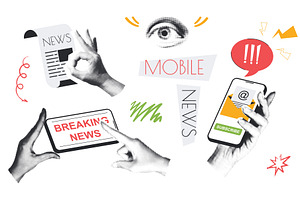Mobile News Collage Concepts, a Technology Illustration by alexdndz