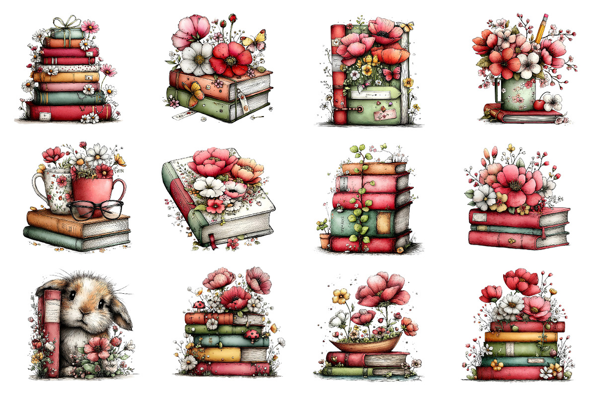 Whimsical Spring Books Clipart, an Illustration by Dream Creation (Photo 4 of 5)