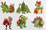 Cute Christmas Dinosaur Sublimation, an Illustration by SVGArt (Thumbnail 2 of 8)