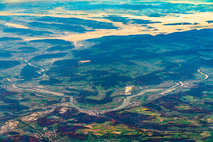 Aerial view of the rhine and the containing germany, switzerland, and aerial, a Nature Photo by Leonid Andronov
