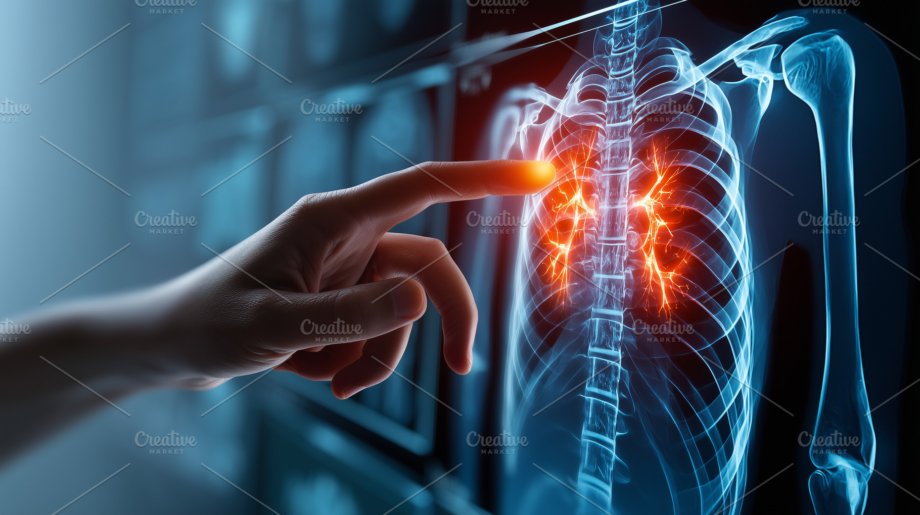 Finger pointing to inflammation, a Health & Medical Photo by MistyDay