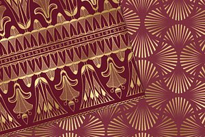 Burgundy & Gold Art Deco Patterns