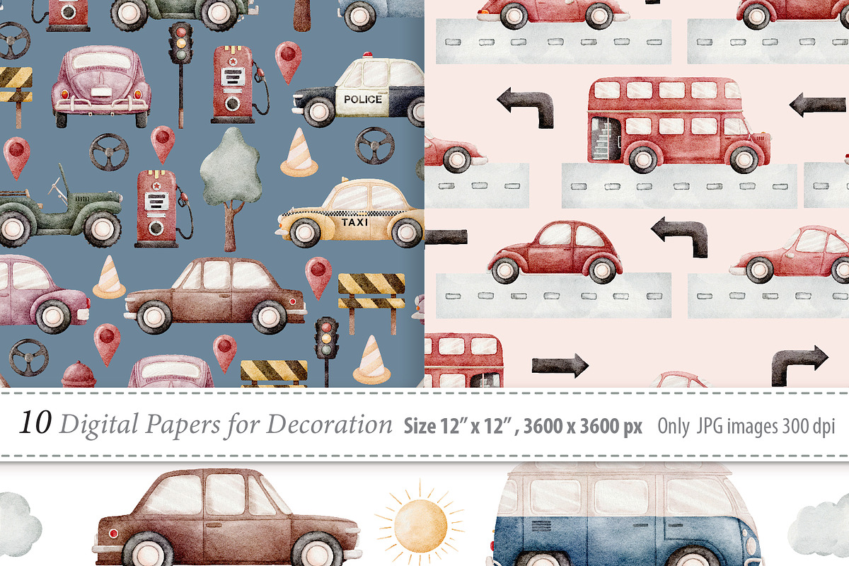 Watercolor Cars Clipart, a Transportation Illustration by TitaLivingArt (Photo 9 of 11)