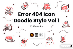 Error 404 Doodle Icon Set Vol 1, an Object Illustration by SLAB! Design
