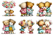 Valentine Teddy Bear Couples Clipart, an Illustration by Craft Nest (Thumbnail 6 of 8)