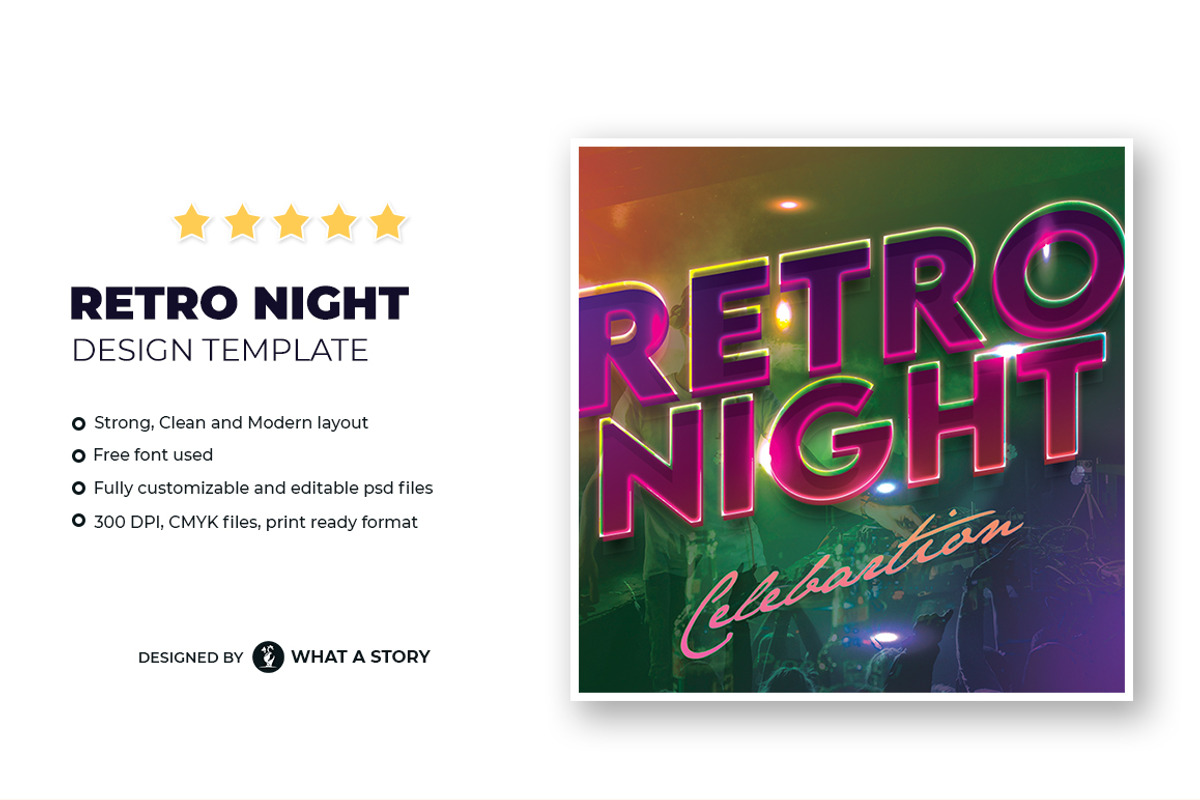 Retro Night Flyer Template, a Flyer Template by What a Story