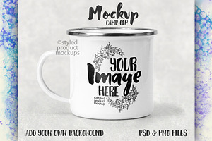 Camp cup with metal rim mockup
