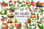 Watercolor Hungry Caterpillar Clipar, a Seasonal Illustration by designcity5 (Thumbnail 1 of 5)