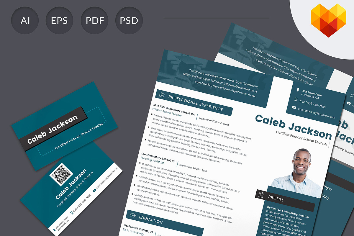 Printable Resume: School Teacher, a Resume Template by MotoCMS (Photo 1 of 3)