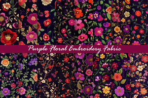 Purple Floral Embroidery Fabric