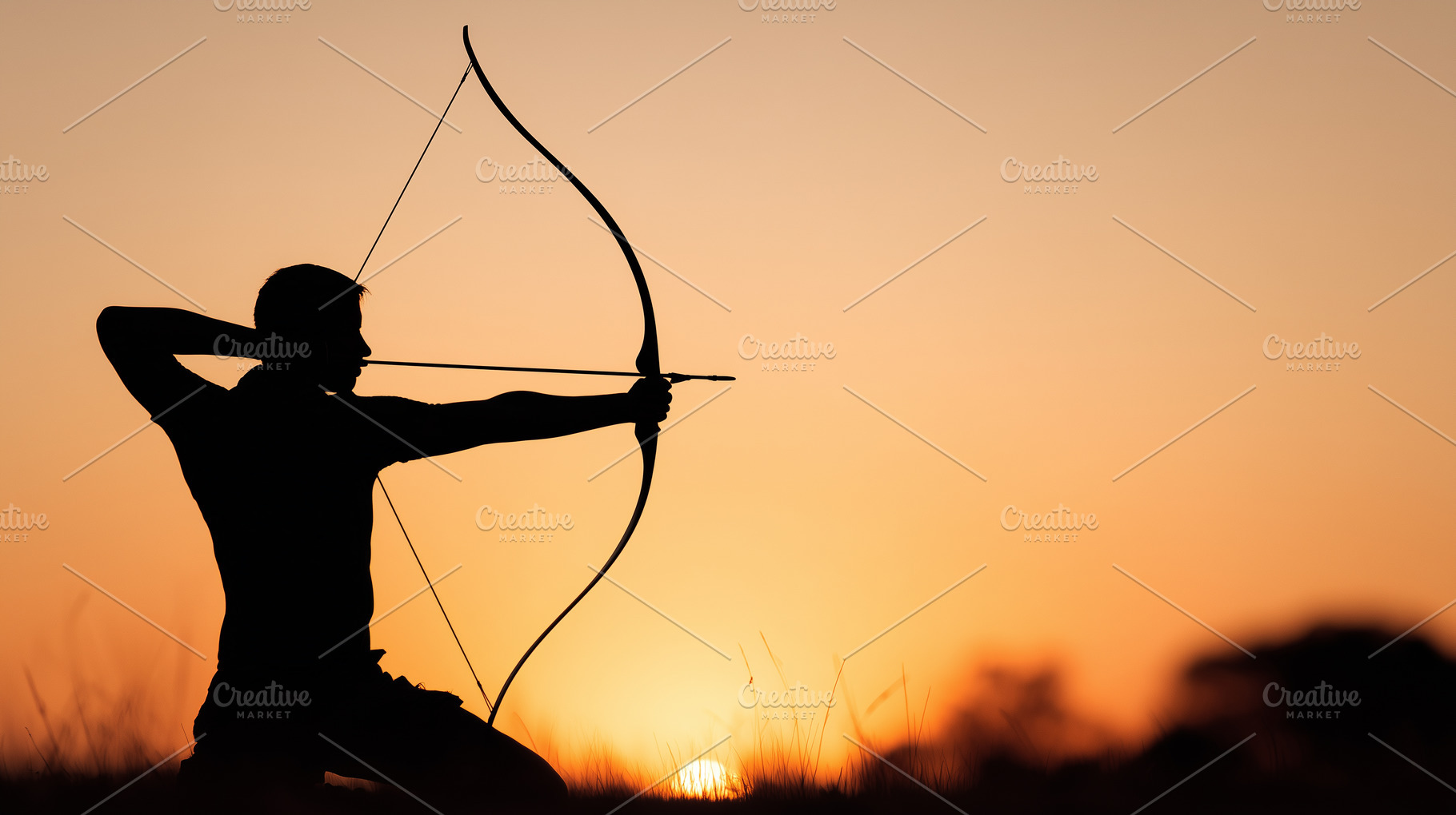 Silhouette of an archer aiming with, a Sports & Recreation Photo by MistyDay
