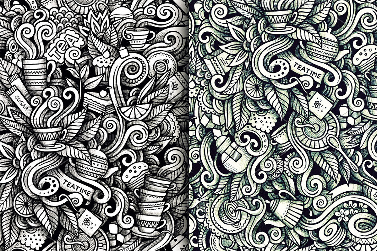 Tea Graphic Doodles Patterns, a Pattern Graphic by BALABOLKA (Photo 4 of 6)