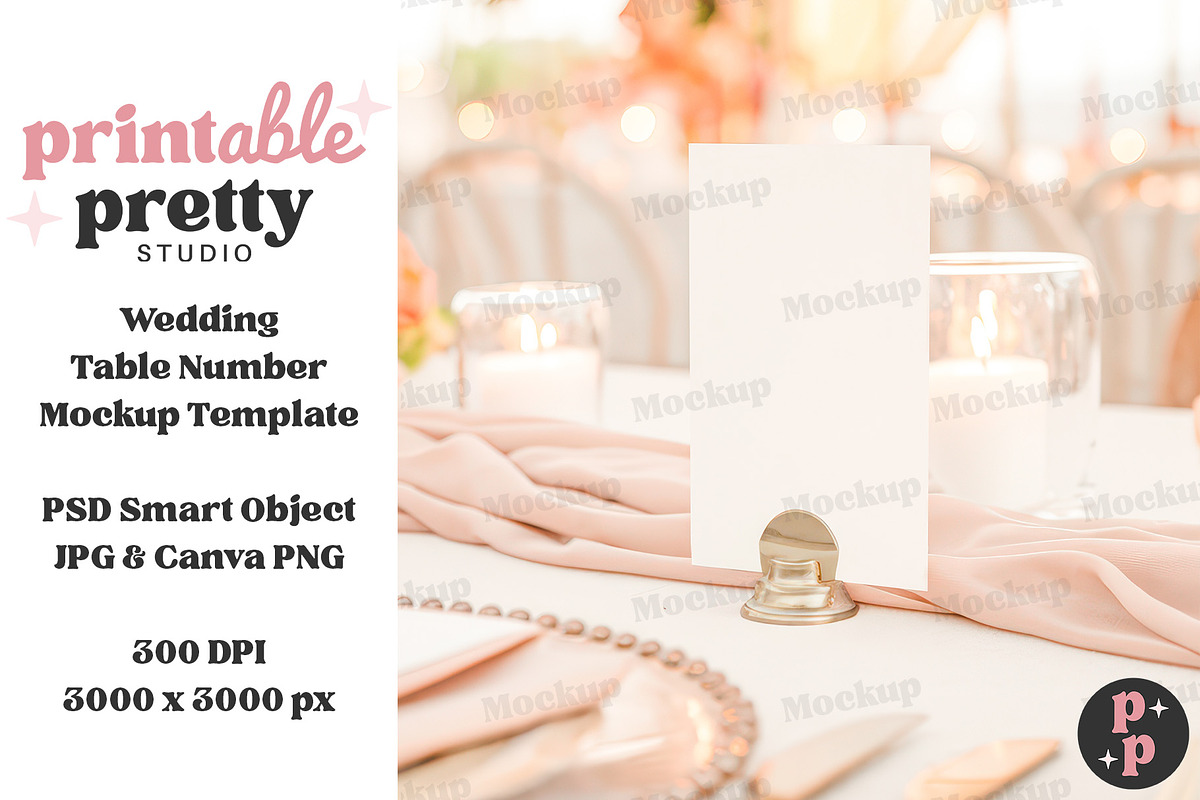 Verona Sunset Table Number Mockup, a Product Mockup by Printable Pretty Studio (Photo 1 of 10)