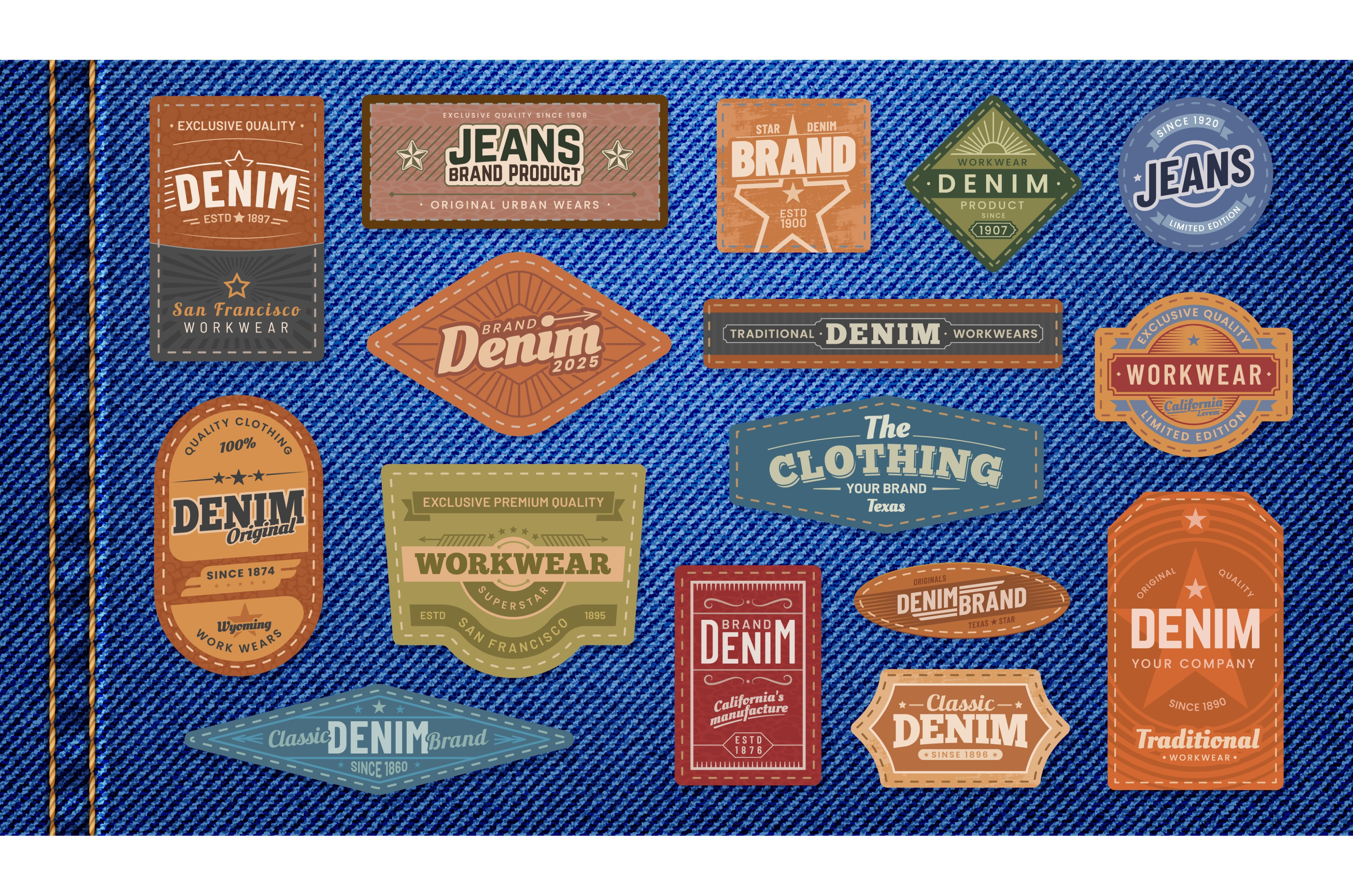 Denim jeans leather patches, an Object Illustration by Vector Tradition