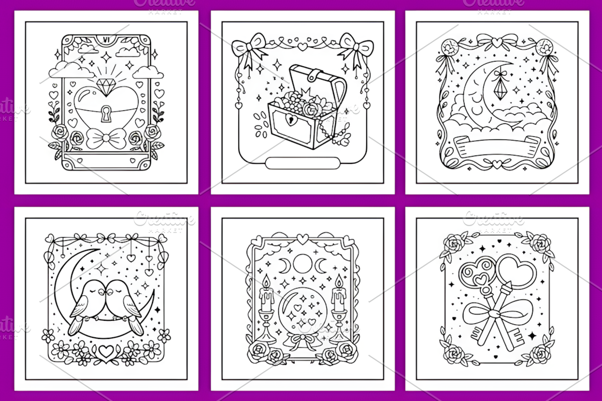 Cozy Tarot Bold &Easy Coloring Book, a Decorative Illustration by Design Station (Photo 4 of 4)