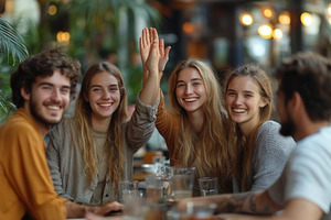 Group of friends enjoying time toget, a Photo by Tanuart