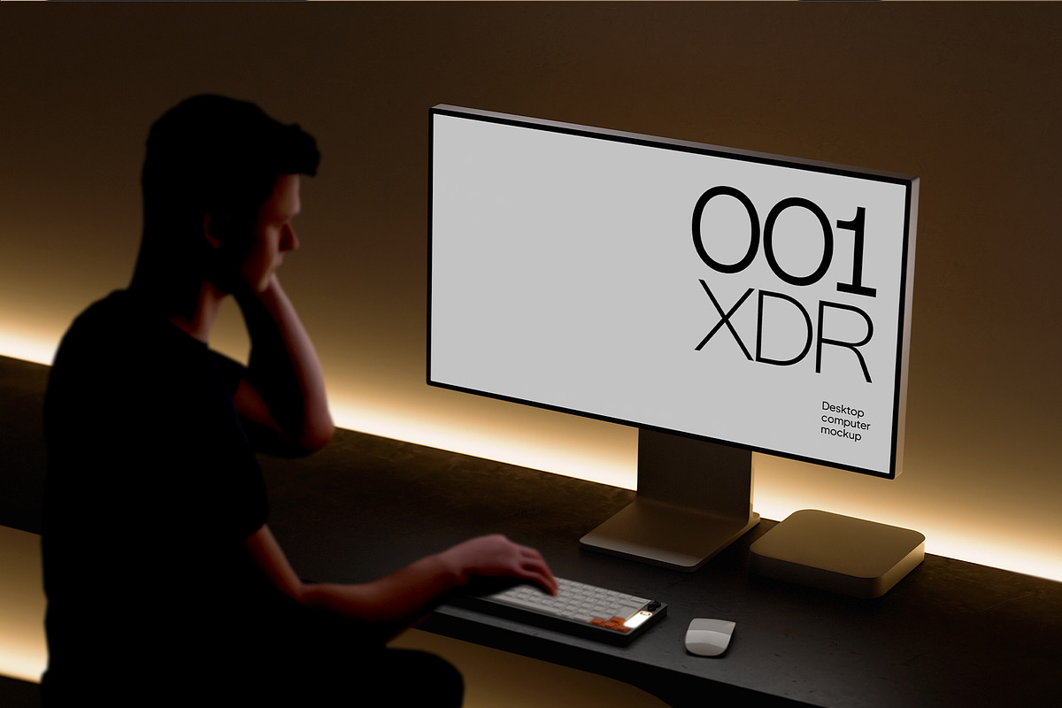 Desktop Computer Mockup Set Dark, a Device Mockup by Croma Studio (Photo 3 of 7)
