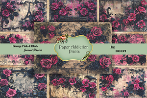 Grunge Pink & Black Journal Papers