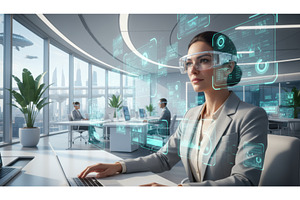 Businesswoman using advanced, an Architecture Photo by Igor Tichonow