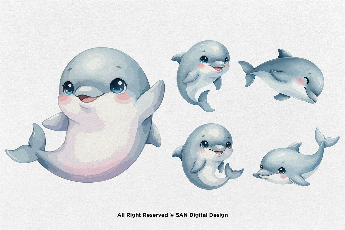 15 Bundle Watercolor Dolphin Fish, an Animal Illustration by Morspective (Photo 6 of 8)