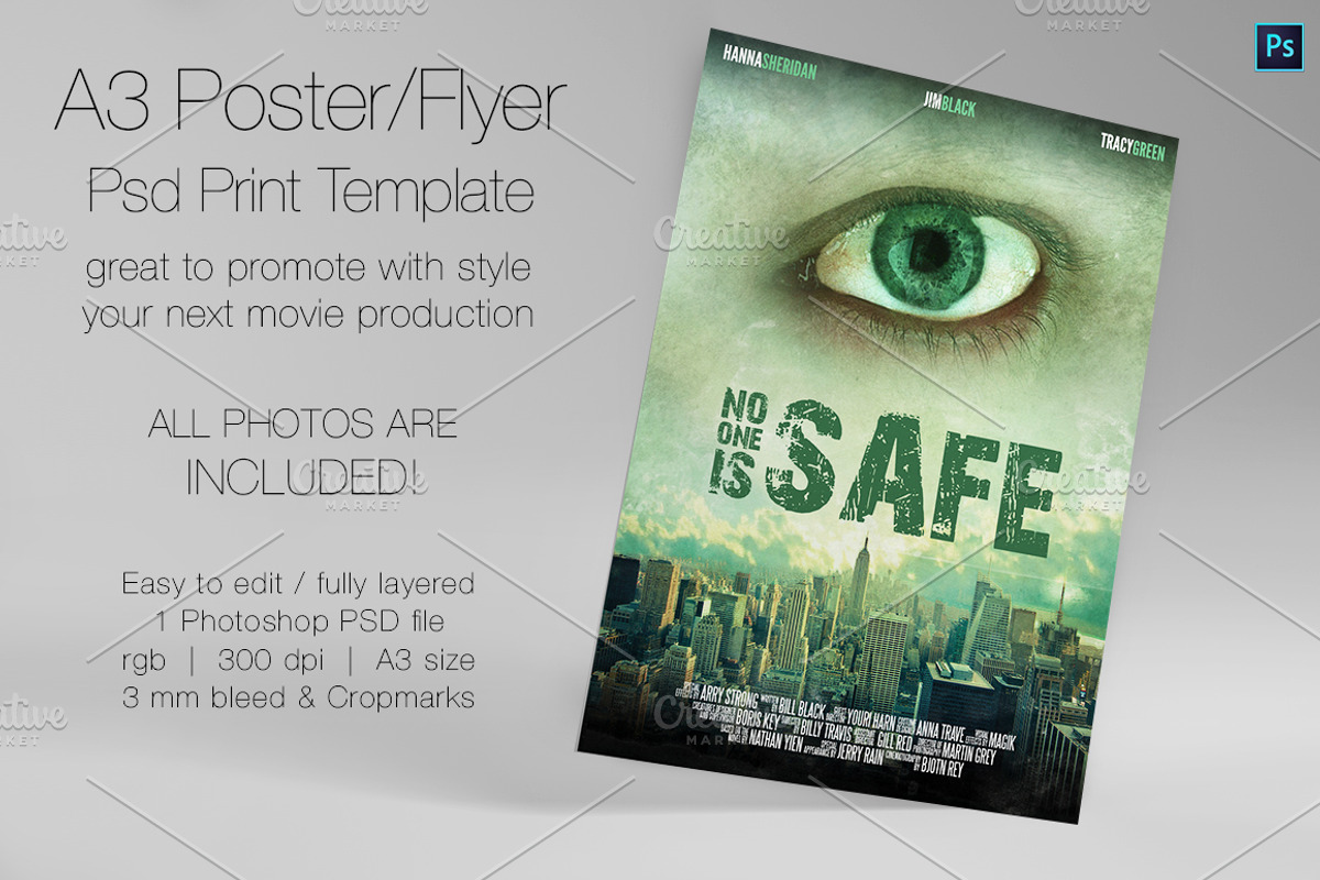 A3 - Movie Poster Print Template 5, a Poster Template by Illusiongraphic (Photo 1 of 5)