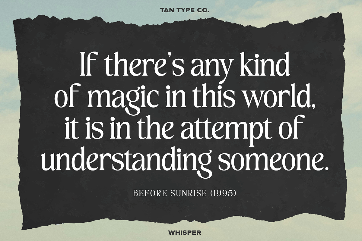 TAN - WHISPER, a Serif Font by TanType (Photo 7 of 10)