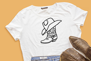 Cowboy Boots Western Hat Vector Svg