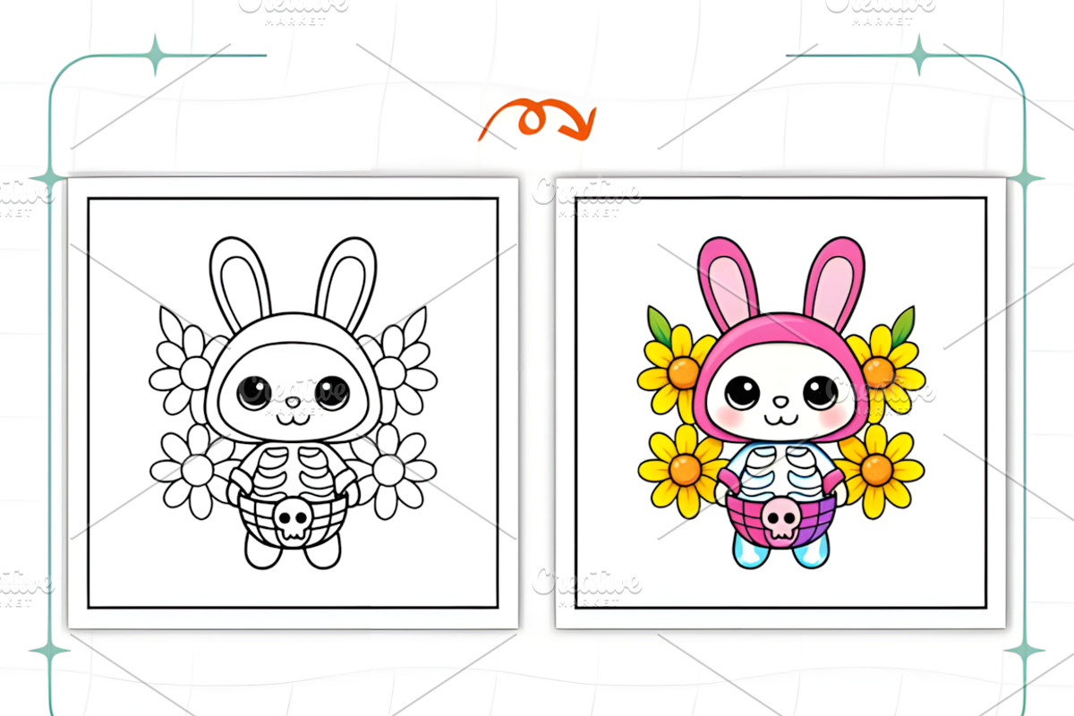 Spooky Easter Coloring Pages, a Seasonal Illustration by Ink Gallery (Photo 4 of 9)