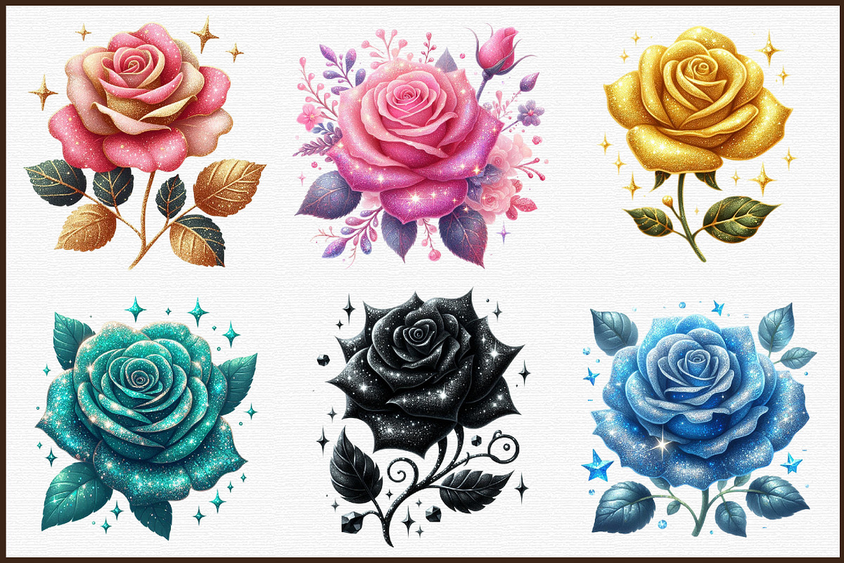 Glitter Roses Clipart - Flowers Clip, an Illustration by Sublimation Artist (Photo 3 of 6)