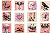 Pink Halloween Postage Stamp Clipart, an Illustration by Designworld (Thumbnail 3 of 5)