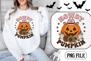 Howdy Pumpkin Western Fall PNG, a Seasonal Illustration by CrexoraLab