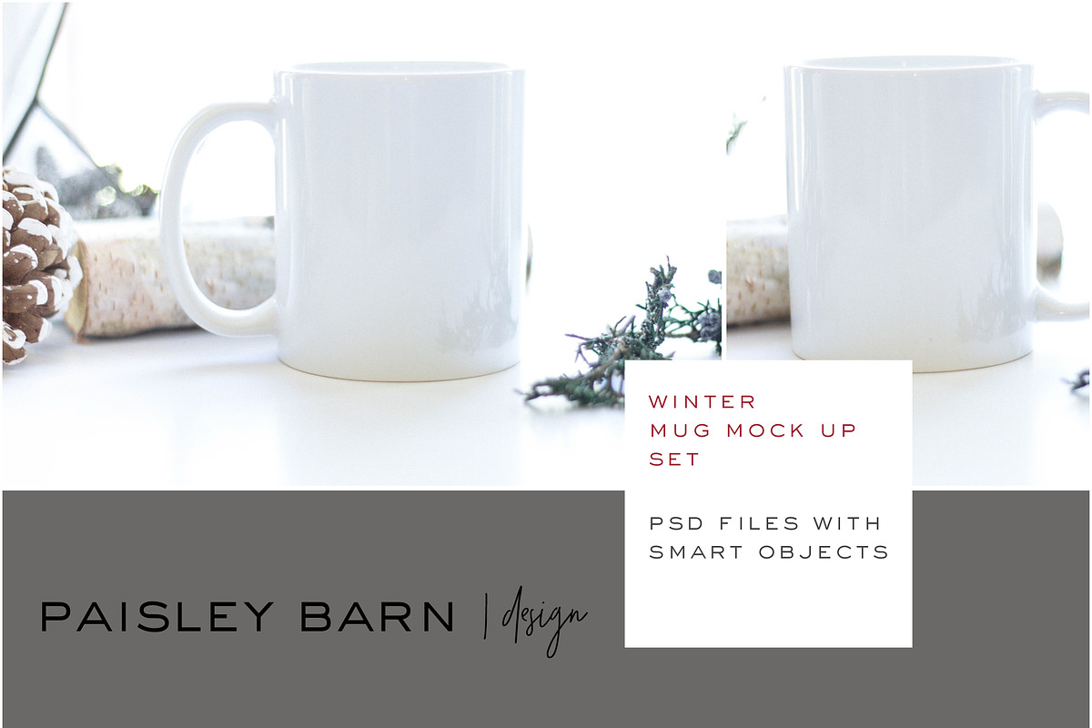 Winter Mug Mock Up Set 1, a Product Mockup by Paisley Barn Design (Photo 1 of 5)