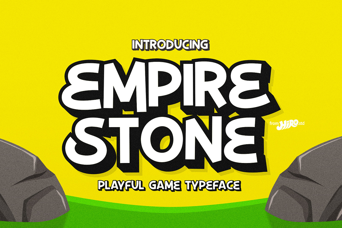 Empire Stone - Playful Game Typeface, a Font by HIRO.std (Photo 1 of 8)