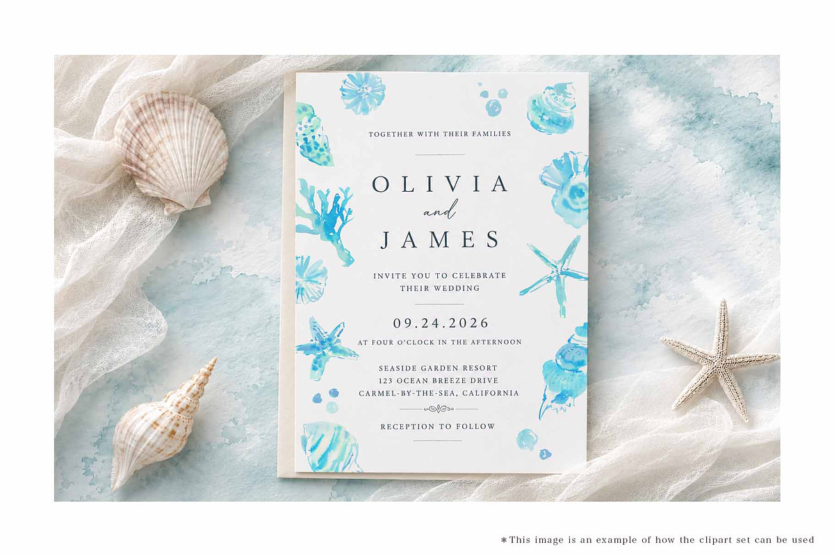 Blue Watercolor Seashell Collection, an Object Graphic by Sawango Designs (Photo 4 of 5)
