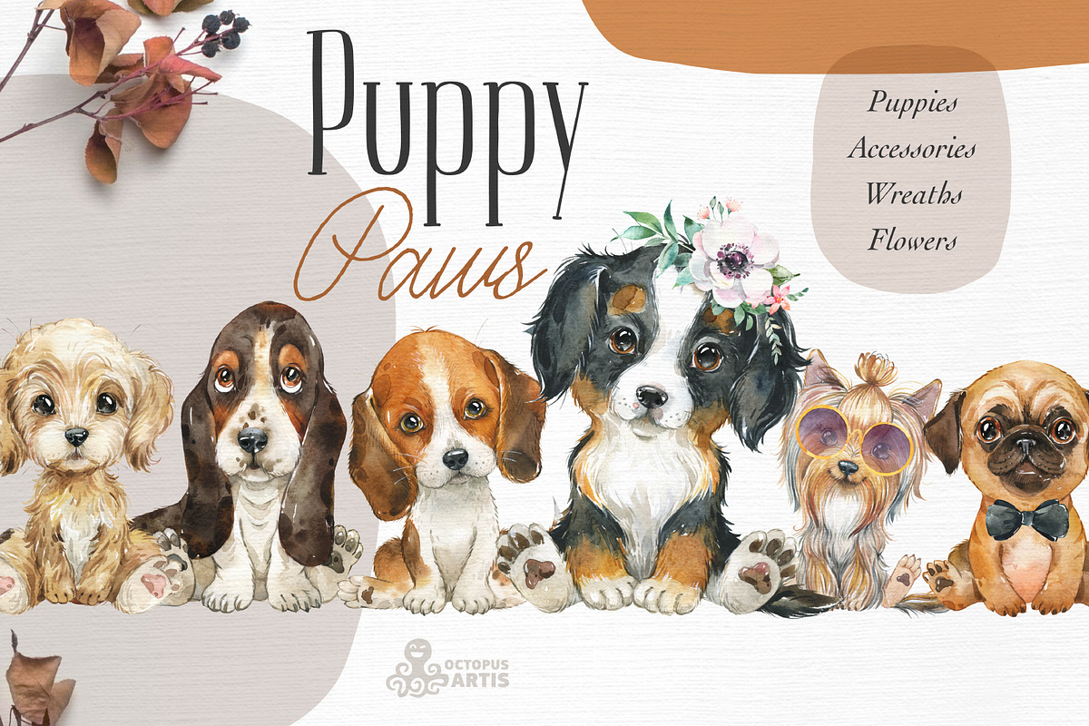 Puppy Paws. Big Dog Bundle, an Illustration by OctopusArtis (Photo 2 of 8)