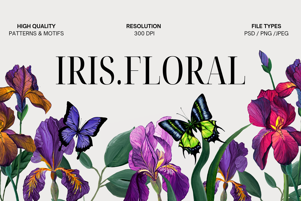 Iris Floral, Luxury Patterns, a Pattern Graphic by lukodje (Photo 1 of 6)