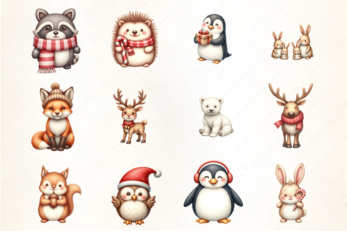 Winter Animal Friends Clipart, an Illustration by CrexoraLab (Photo 3 of 5)