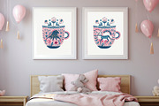 8 pink folk flower in cup print, a Decorative Illustration by ARTOZEN DIGITAL (Thumbnail 8 of 10)