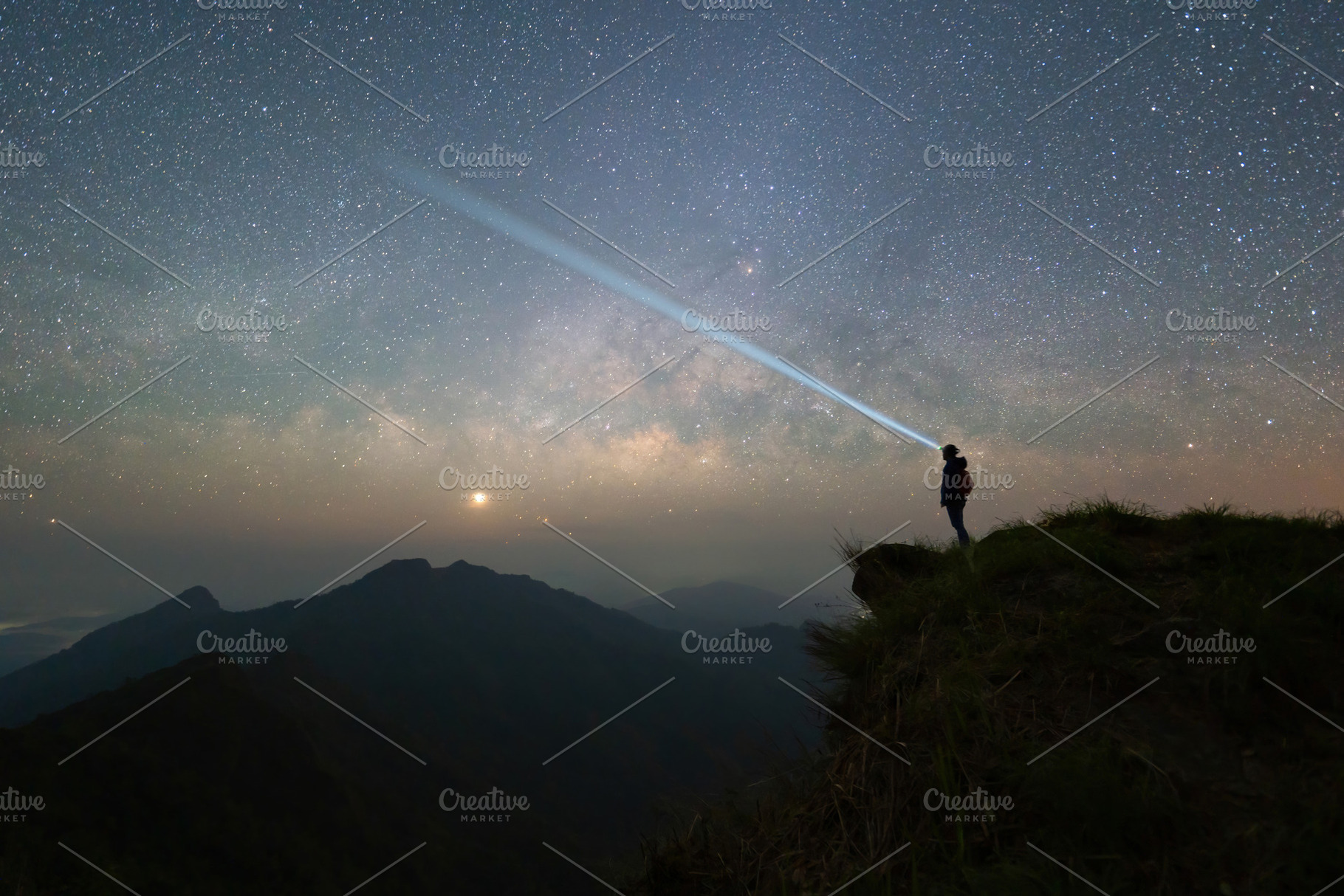 Portrait of Asian woman, a tourist, travel and use flash light a, a Person Photo by Tampatra