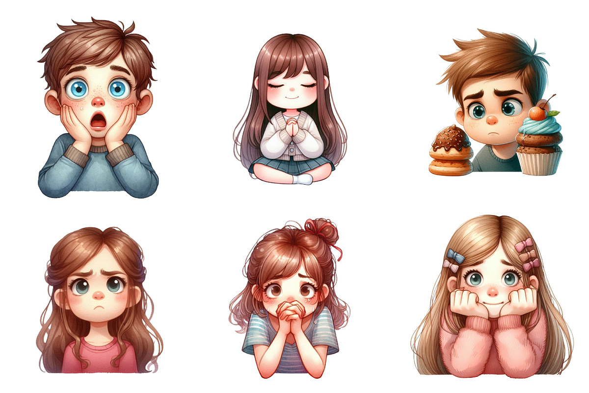 Kids Emotions Clipart, an Illustration by CreationArt (Photo 5 of 5)