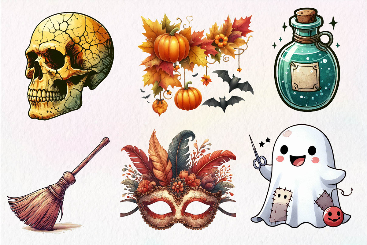 Vintage Halloween Clipart, an Illustration by Dream Creation (Photo 3 of 7)