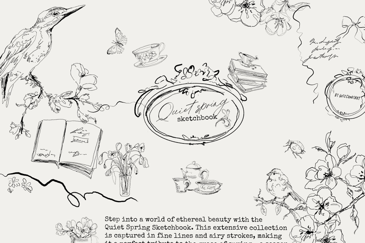 Spring line art Vintage cottagecore, a Decorative Illustration by 60secondsArt (Photo 10 of 12)