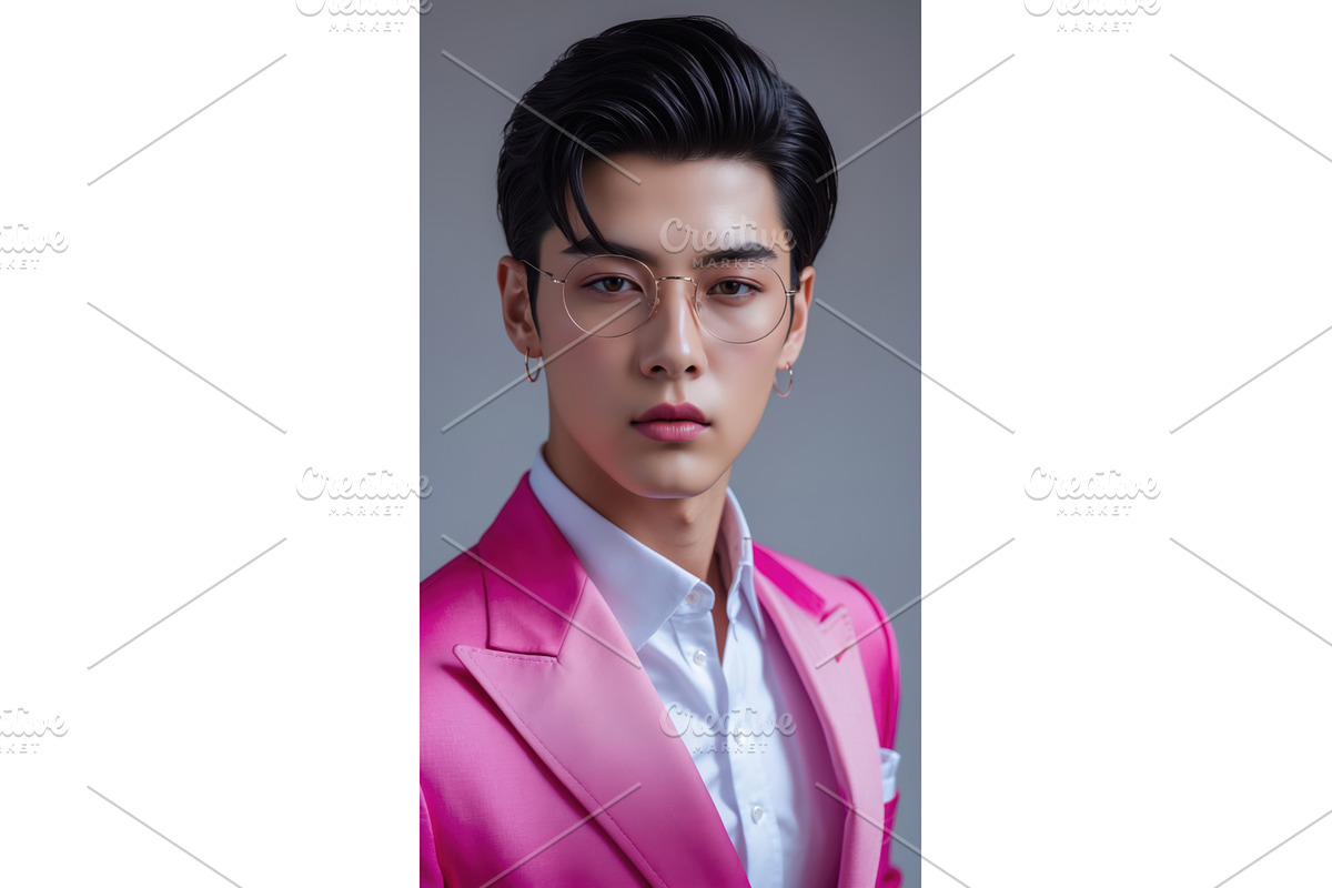 Stylish young man in a pink suit and, an Illustration by tilialucida