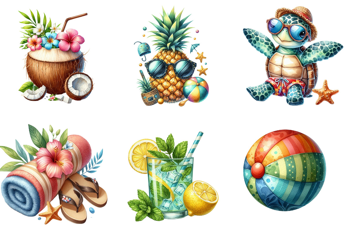 Summer Beach Sublimation Clipart, a Seasonal Illustration by DreamArtGraphic (Photo 3 of 4)
