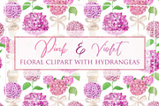 Pink Violet Floral Clipart, Patterns, an Illustration by ColorfulNest (Thumbnail 1 of 7)