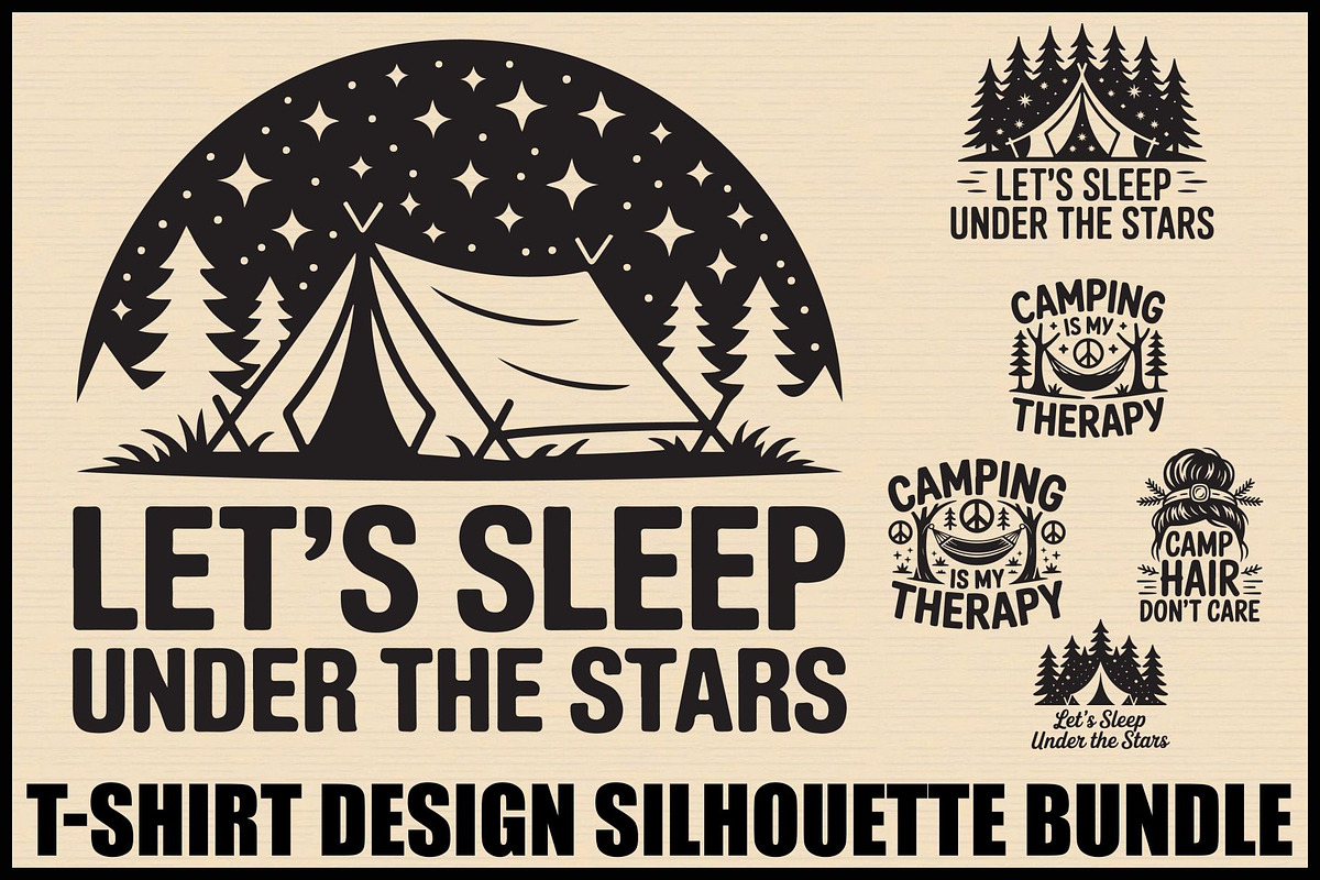 Camping Quote T-Shirt Bundle, an Illustration by Gfx_Store (Photo 1 of 6)