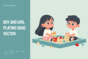 Boy and Girl Playing Sand Vector, a Person Illustration by Partikusi Design (Thumbnail 1 of 3)